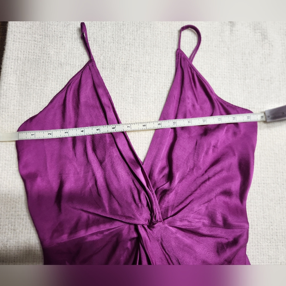 Zara Vibrant Purple Camisole Top With Satin Knot Twist Front Size Lg - Picture 10 of 10